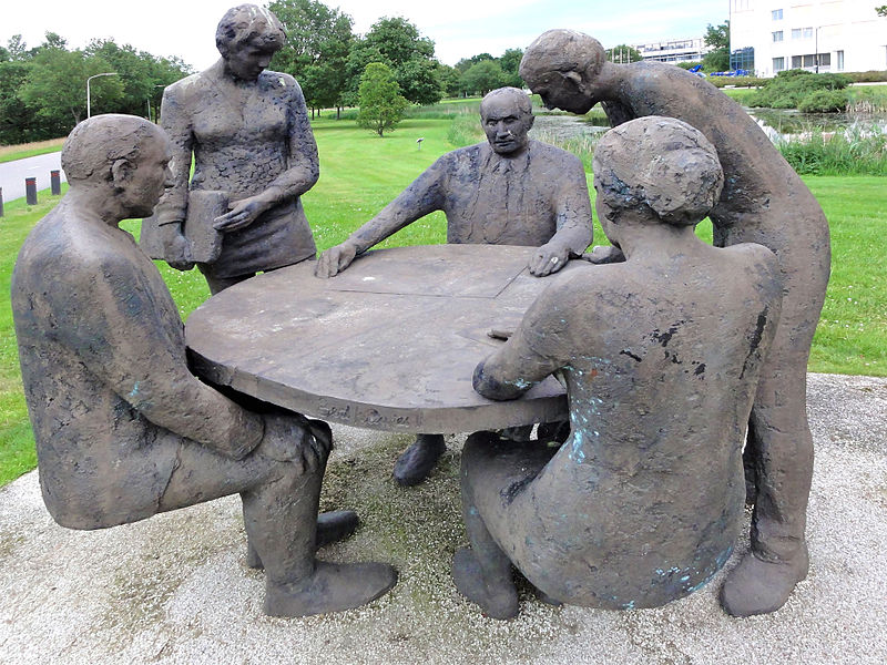 Sculpture of deliberating bodies in Assen, the Netherlands. 